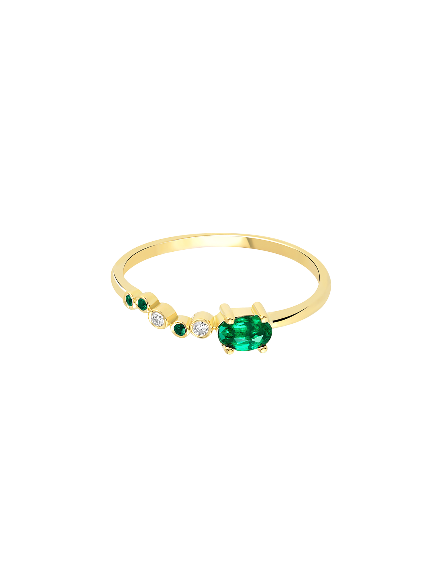 Seraphina wing ring with emerald